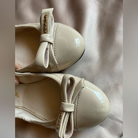 Prada Leather Ballet Tan Cream Flats Shoes Cirpia Size 7,5 - Picture 12 of 15